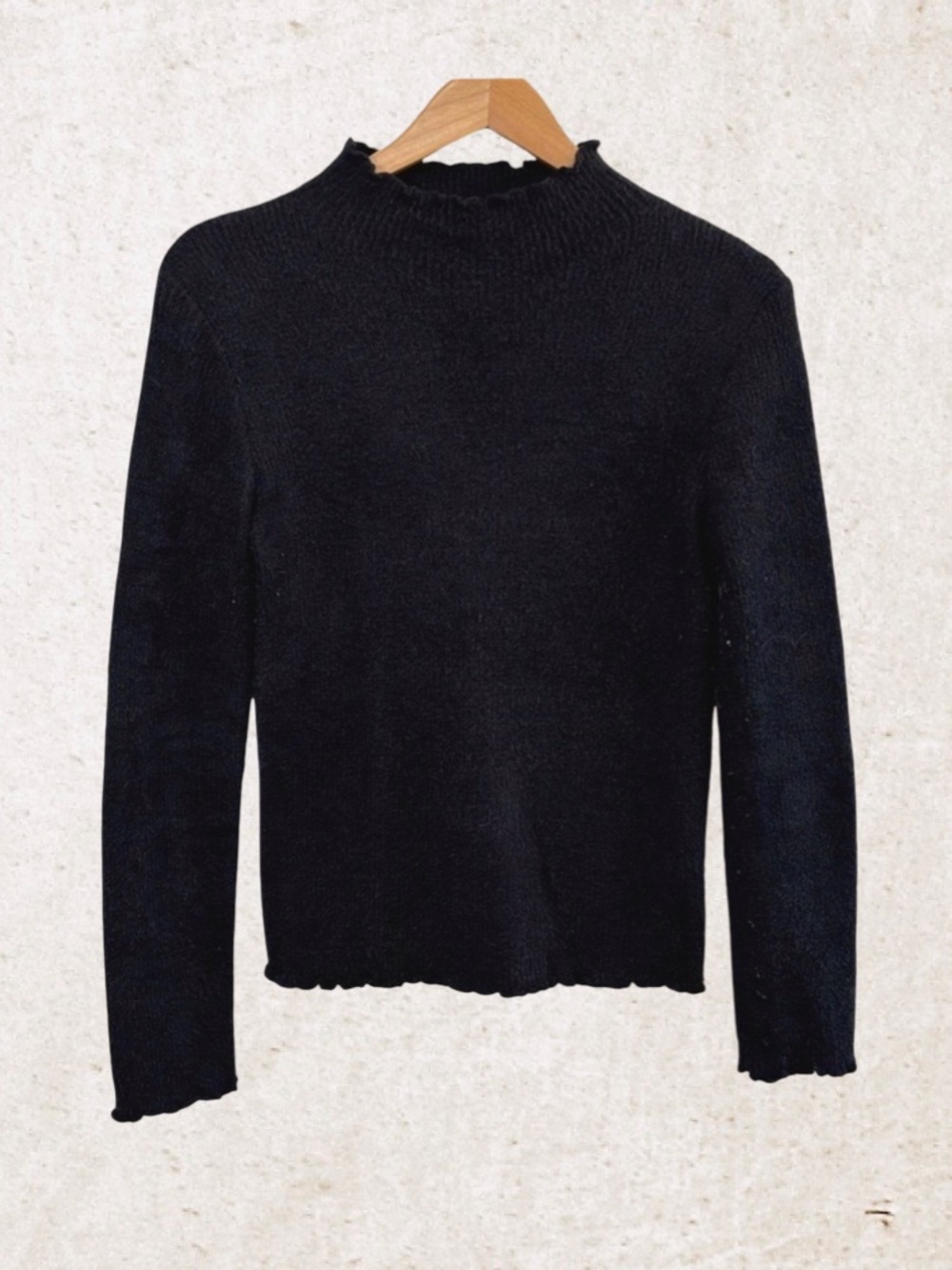 Mystree Black Cowl Neck Sweater with Textured Knit